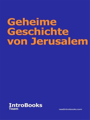 Geheime Geschichte von Jerusalem - ebook